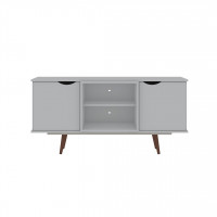 Manhattan Comfort 18PMC1 Hampton 53.54 TV Stand with 4 Shelves and Solid Wood Legs in White